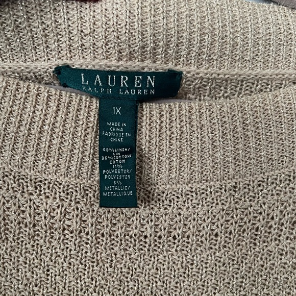 Lauren Ralph Lauren Linen-Cotton Blend Metallic Pullover Sweater, Size 1X - Picture 5 of 5